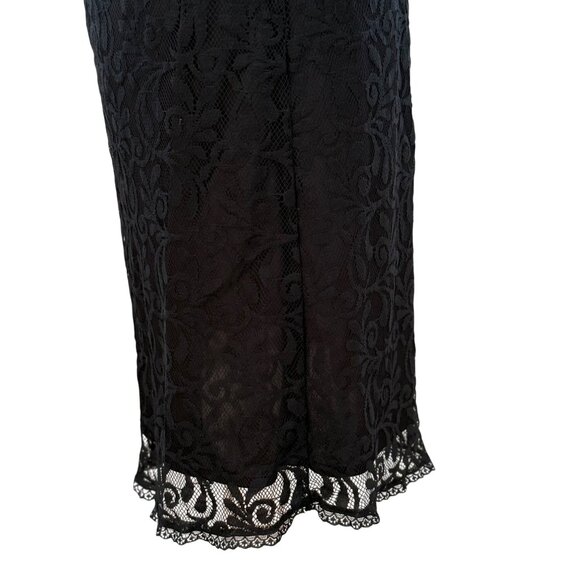Black Y2K‎ Sleeveless Formal Dress Sequin Lace Bodice Babydoll V Neck & Back 8 - Picture 7 of 11
